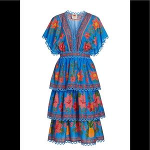 Farm Rio Tropical Tapestry Layered Midi Dress size small HTF